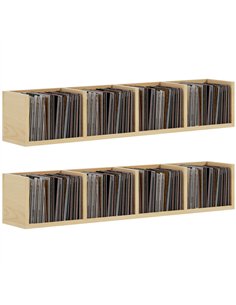 HOMCOM Wall Mount 84 CD / 56 DVD/Blu-ray/ Media Storage Rack 4 Cubes, Wooden Shelf Organiser Unit Bookcase Display, Set of 2, Na