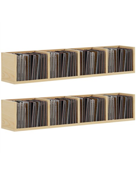 HOMCOM Wall Mount 84 CD / 56 DVD/Blu-ray/ Media Storage Rack 4 Cubes, Wooden Shelf Organiser Unit Bookcase Display, Set of 2, Na - pic 166194 | FastDaddyshop