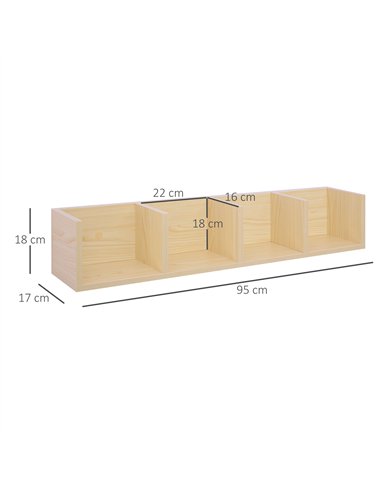 HOMCOM Wall Mount 84 CD / 56 DVD/Blu-ray/ Media Storage Rack 4 Cubes, Wooden Shelf Organiser Unit Bookcase Display, Set of 2, Na