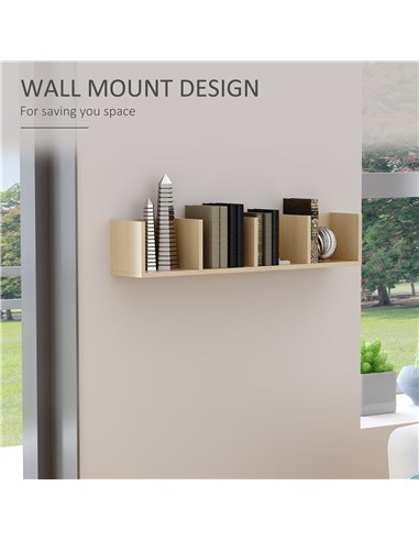 HOMCOM Wall Mount 84 CD / 56 DVD/Blu-ray/ Media Storage Rack 4 Cubes, Wooden Shelf Organiser Unit Bookcase Display, Set of 2, Na