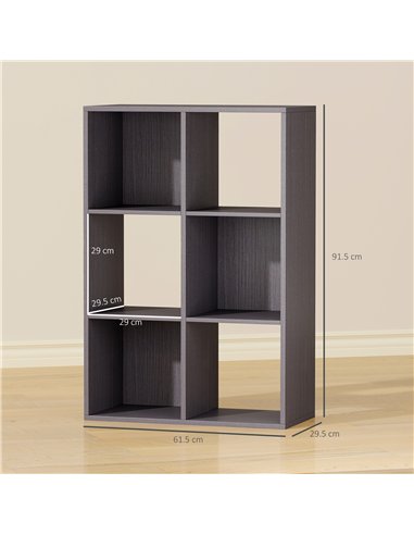 HOMCOM 6-Cube Bookshelf - Grey