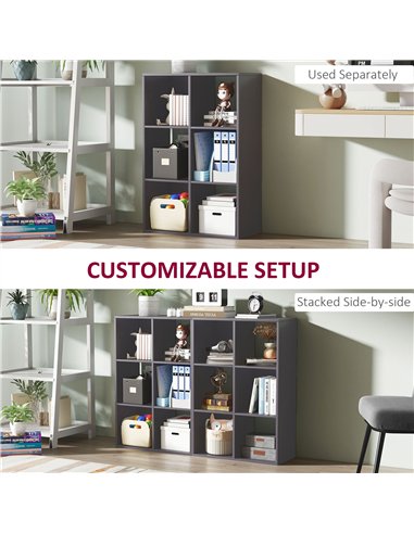 HOMCOM 6-Cube Bookshelf - Grey