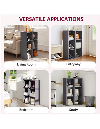 HOMCOM 6-Cube Bookshelf - Grey