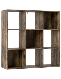 HOMCOM Nine-Cube Storage Shelf - Rustic Brown