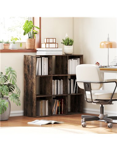HOMCOM Nine-Cube Storage Shelf - Rustic Brown