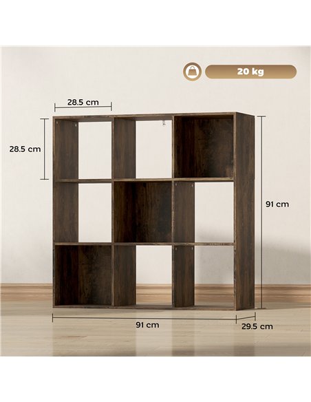 HOMCOM Nine-Cube Storage Shelf - Rustic Brown - pic 166214 | FastDaddyshop