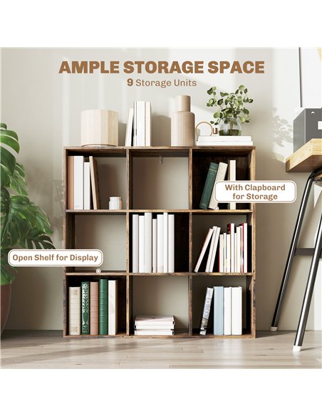 HOMCOM Nine-Cube Storage Shelf - Rustic Brown - pic 166215 | FastDaddyshop