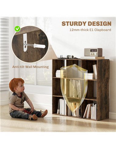 HOMCOM Nine-Cube Storage Shelf - Rustic Brown