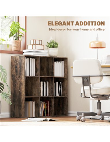 HOMCOM Nine-Cube Storage Shelf - Rustic Brown