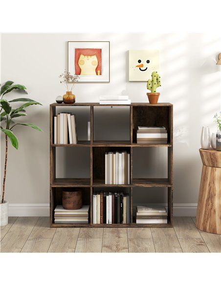HOMCOM Nine-Cube Storage Shelf - Rustic Brown - pic 166219 | FastDaddyshop