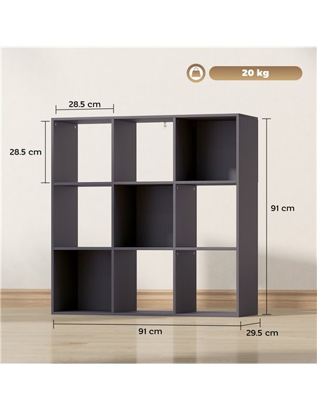 HOMCOM Nine-Cube Storage Shelf - Grey - pic 166223 | FastDaddyshop