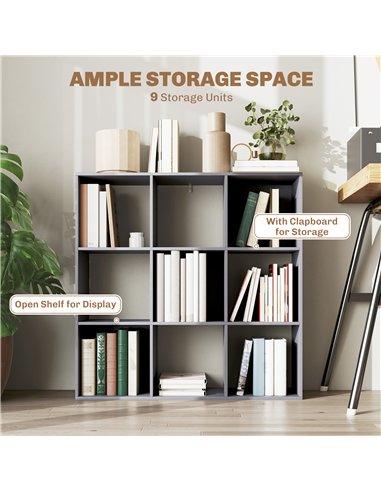 HOMCOM Nine-Cube Storage Shelf - Grey