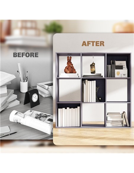HOMCOM Nine-Cube Storage Shelf - Grey - pic 166227 | FastDaddyshop