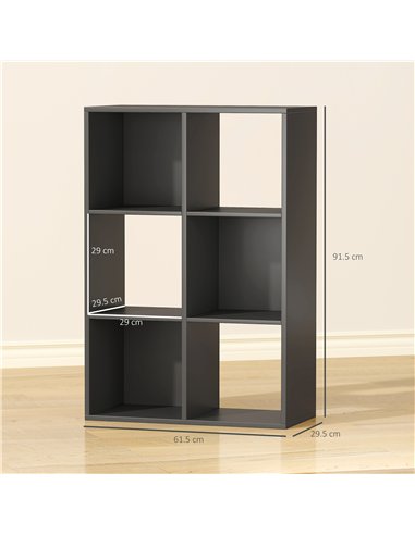 HOMCOM 6-Cube Bookshelf - Black