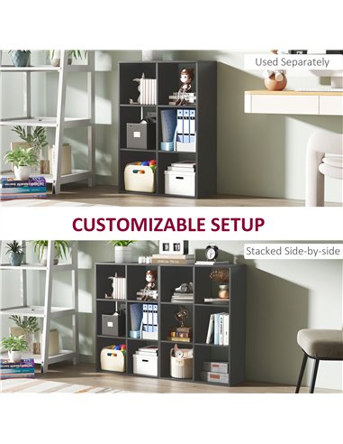 HOMCOM 6-Cube Bookshelf - Black