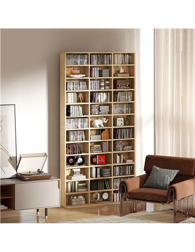 HOMCOM CD Storage Unit with Adjustable Shelves, 102 x 195 cm, Oak Tone