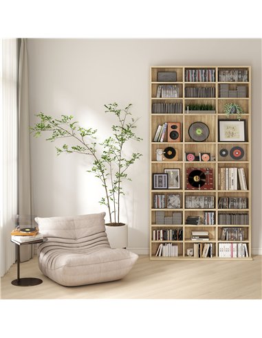 HOMCOM CD Storage Unit with Adjustable Shelves, 102 x 195 cm, Oak Tone
