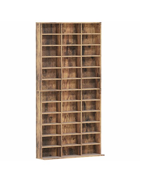 HOMCOM CD Storage Unit with Adjustable Shelves, 102 x 195 cm, Rustic Brown - pic 166257 | FastDaddyshop