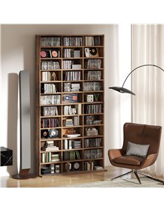 HOMCOM CD Storage Unit with Adjustable Shelves, 102 x 195 cm, Rustic Brown 2