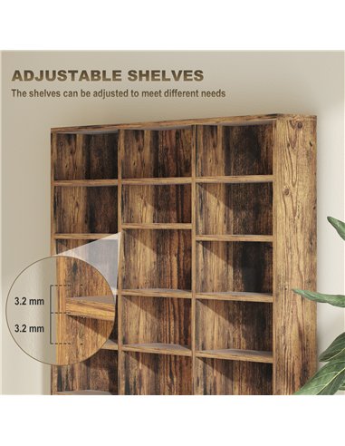 HOMCOM CD Storage Unit with Adjustable Shelves, 102 x 195 cm, Rustic Brown