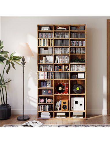 HOMCOM CD Storage Unit with Adjustable Shelves, 102 x 195 cm, Rustic Brown