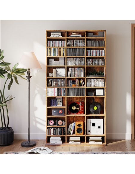 HOMCOM CD Storage Unit with Adjustable Shelves, 102 x 195 cm, Rustic Brown - pic 166264 | FastDaddyshop
