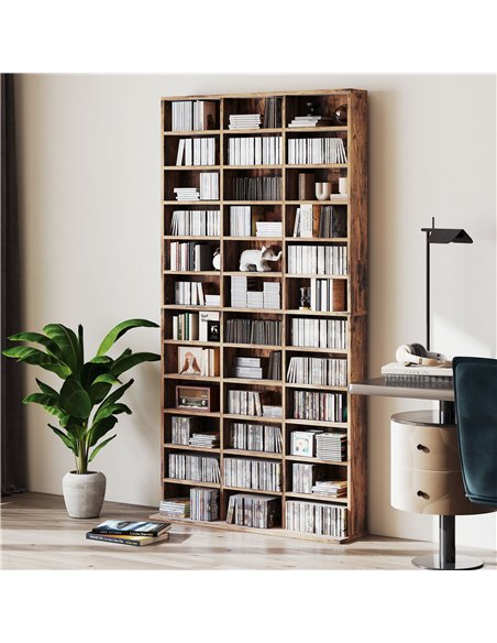 HOMCOM CD Storage Unit with Adjustable Shelves, 102 x 195 cm, Rustic Brown - pic 166265 | FastDaddyshop