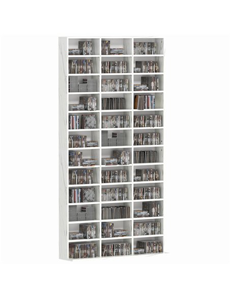 HOMCOM CD Storage Unit with Adjustable Shelves, 102 x 195 cm, Marble Effect - pic 166266 | FastDaddyshop