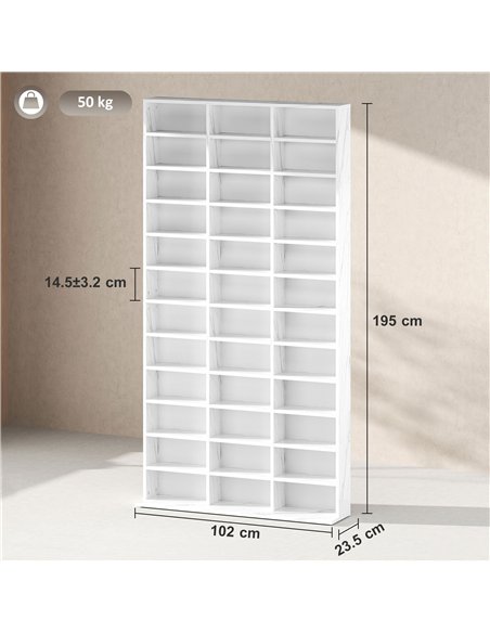 HOMCOM CD Storage Unit with Adjustable Shelves, 102 x 195 cm, Marble Effect - pic 166268 | FastDaddyshop