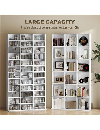 HOMCOM CD Storage Unit with Adjustable Shelves, 102 x 195 cm, Marble Effect