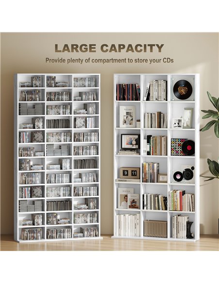 HOMCOM CD Storage Unit with Adjustable Shelves, 102 x 195 cm, Marble Effect - pic 166269 | FastDaddyshop