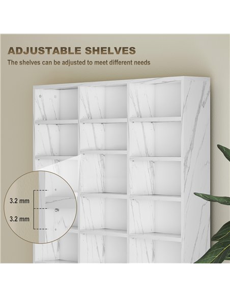 HOMCOM CD Storage Unit with Adjustable Shelves, 102 x 195 cm, Marble Effect - pic 166270 | FastDaddyshop