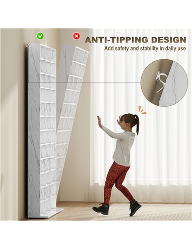 HOMCOM CD Storage Unit with Adjustable Shelves, 102 x 195 cm, Marble Effect