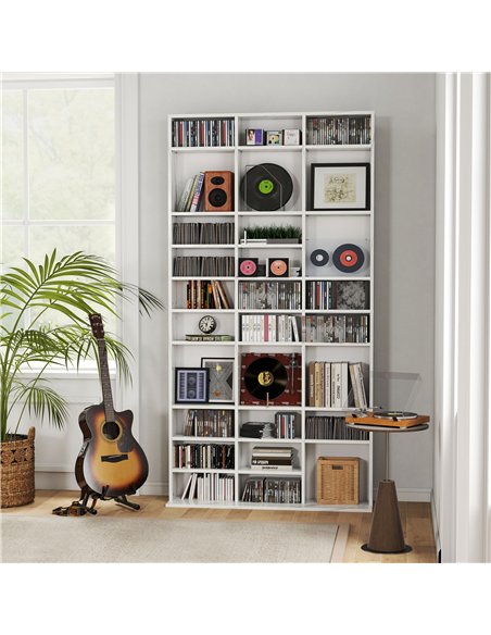 HOMCOM CD Storage Unit with Adjustable Shelves, 102 x 195 cm, Marble Effect - pic 166272 | FastDaddyshop