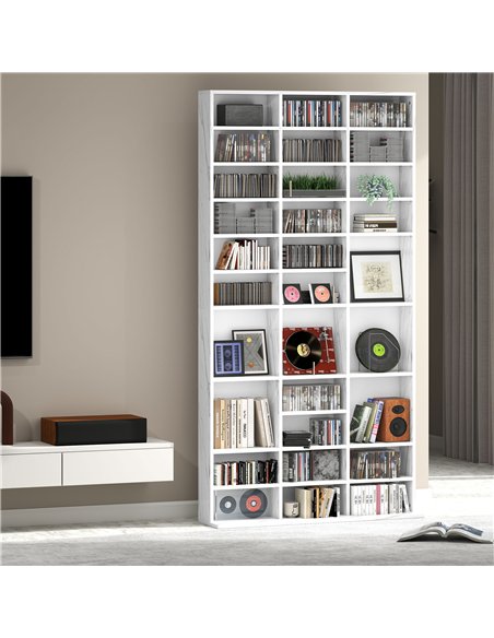 HOMCOM CD Storage Unit with Adjustable Shelves, 102 x 195 cm, Marble Effect - pic 166273 | FastDaddyshop