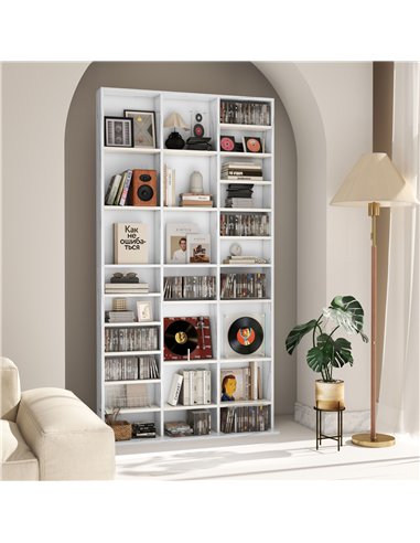 HOMCOM CD Storage Unit with Adjustable Shelves, 102 x 195 cm, Marble Effect