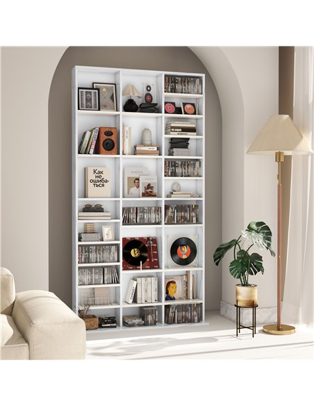 HOMCOM CD Storage Unit with Adjustable Shelves, 102 x 195 cm, Marble Effect - pic 166274 | FastDaddyshop