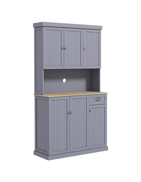 HOMCOM 180cm Freestanding Kitchen Cabinet, Modern Storage Cupboard with Open Countertop, Drawer and 6 Doors, Grey - pic 166275 | FastDaddyshop