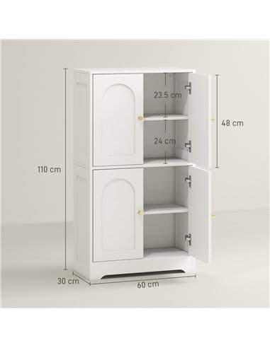 HOMCOM 4-Door Kitchen Storage Cabinet with Adjustable Shelves - White