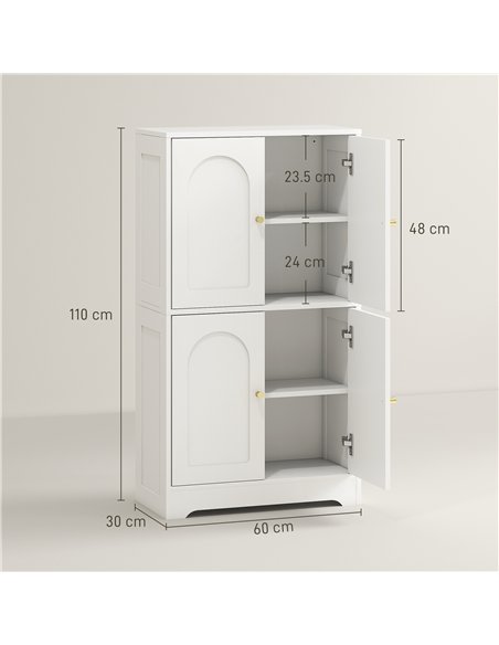 HOMCOM 4-Door Kitchen Storage Cabinet with Adjustable Shelves - White - pic 166295 | FastDaddyshop