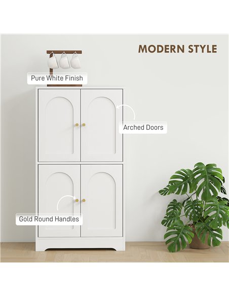 HOMCOM 4-Door Kitchen Storage Cabinet with Adjustable Shelves - White - pic 166296 | FastDaddyshop