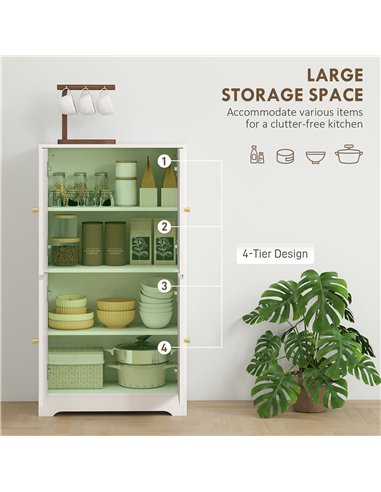 HOMCOM 4-Door Kitchen Storage Cabinet with Adjustable Shelves - White