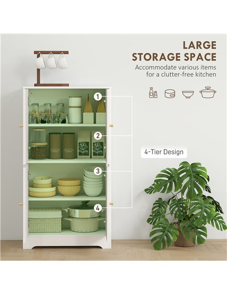HOMCOM 4-Door Kitchen Storage Cabinet with Adjustable Shelves - White - pic 166297 | FastDaddyshop