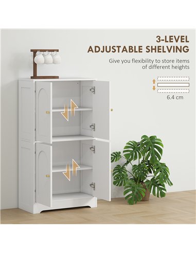 HOMCOM 4-Door Kitchen Storage Cabinet with Adjustable Shelves - White