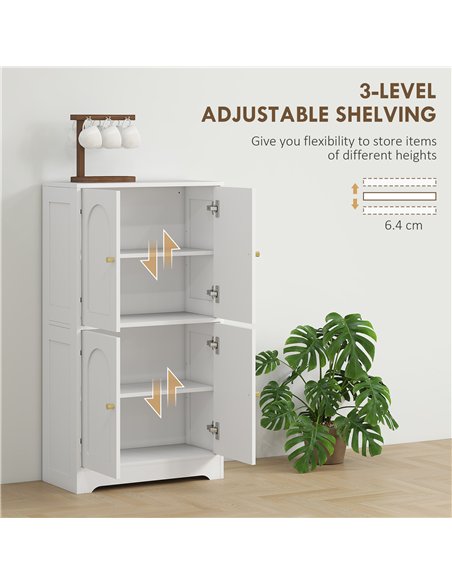 HOMCOM 4-Door Kitchen Storage Cabinet with Adjustable Shelves - White - pic 166298 | FastDaddyshop