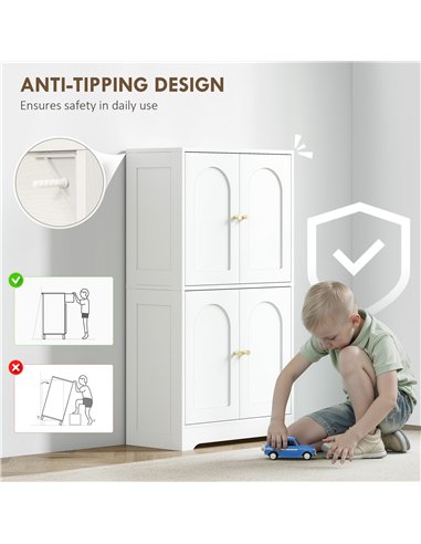 HOMCOM 4-Door Kitchen Storage Cabinet with Adjustable Shelves - White