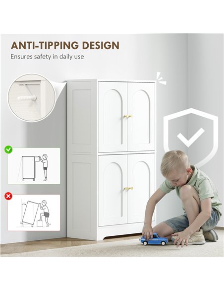 HOMCOM 4-Door Kitchen Storage Cabinet with Adjustable Shelves - White - pic 166299 | FastDaddyshop