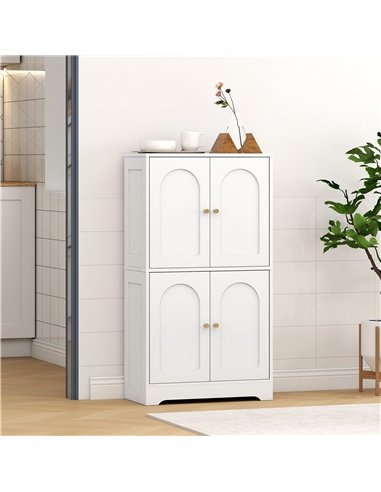 HOMCOM 4-Door Kitchen Storage Cabinet with Adjustable Shelves - White