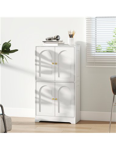 HOMCOM 4-Door Kitchen Storage Cabinet with Adjustable Shelves - White