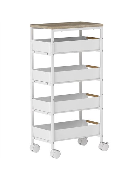 HOMCOM 5-Tier Storage Trolley on Wheels - White - pic 166311 | FastDaddyshop